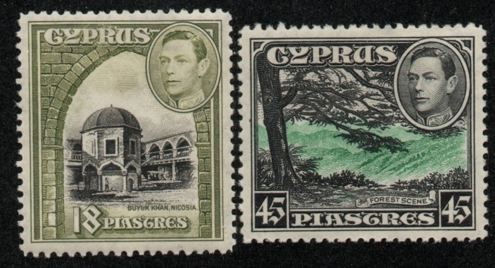 Cyprus Scott 152-3 higher values unused hinged 2021 cv $21
