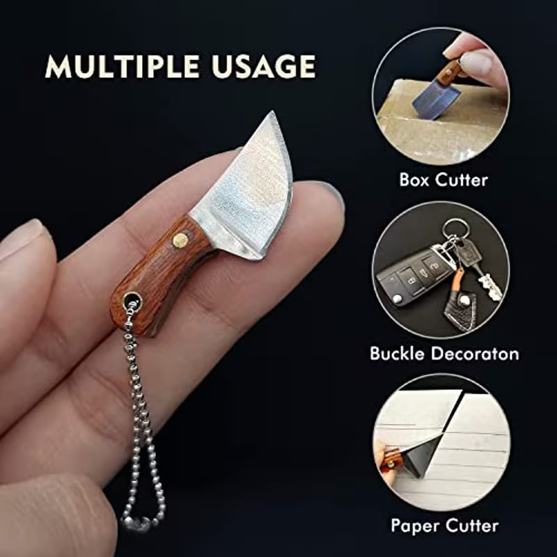 Mini Axe-Shaped Knife Set 4 Pc Damascus EDC Tool Box Cutter