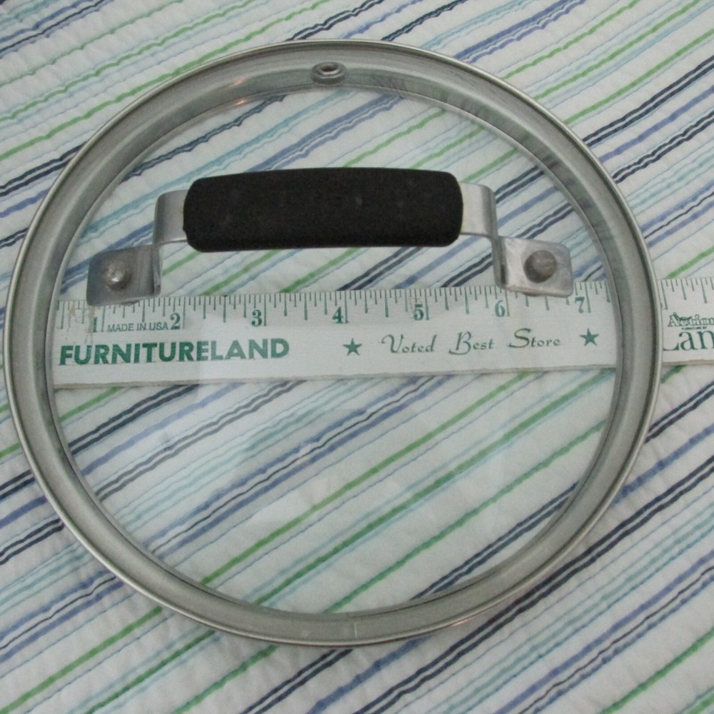 T-FAL Glass Replacement Lid 7" Inside Rim Black Handle Excellent Condition