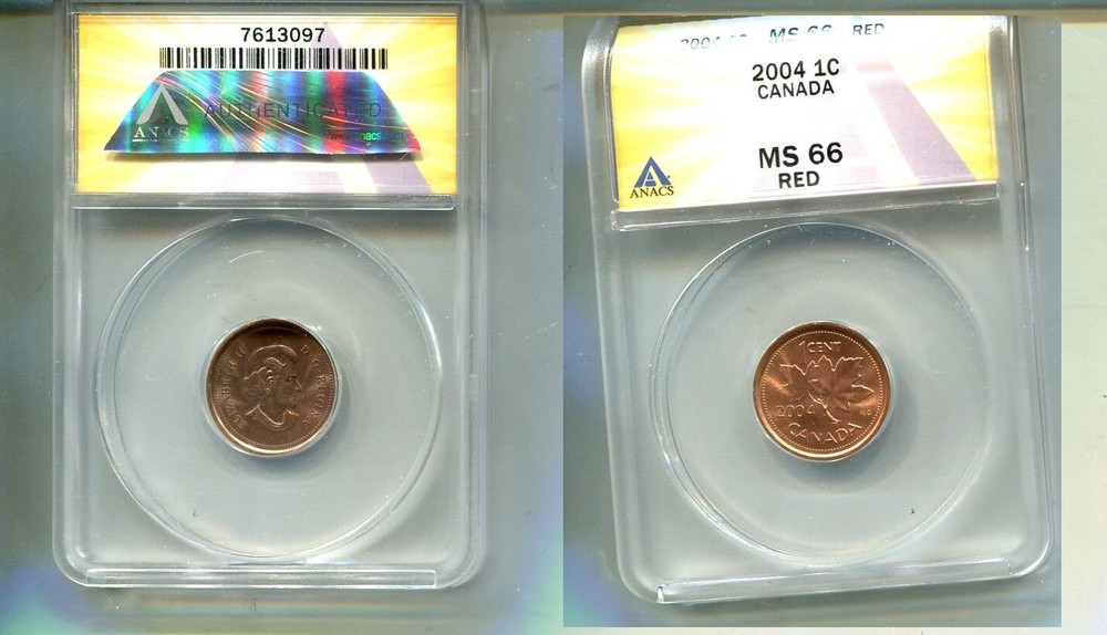 CANADA PENNY 2004 ANACS GRADED MS66 RED 6468S