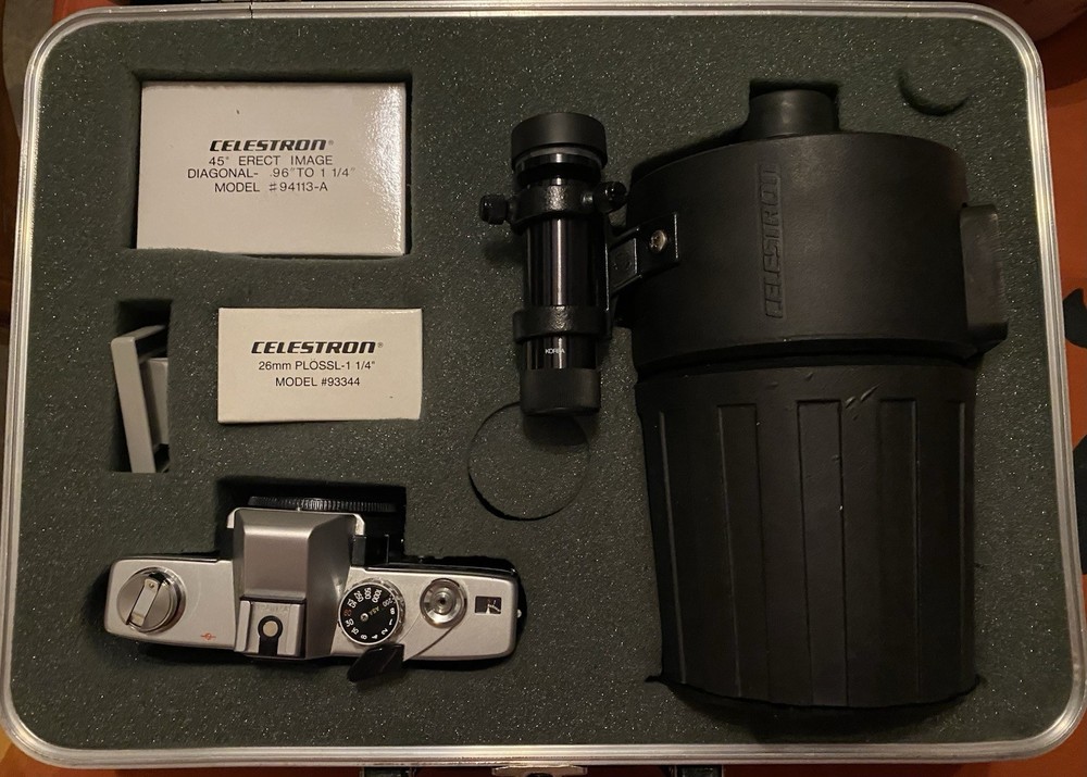 Celestron C90 Spotting Scope W/ Minolta SRT201 Camera-case-instructions-unused