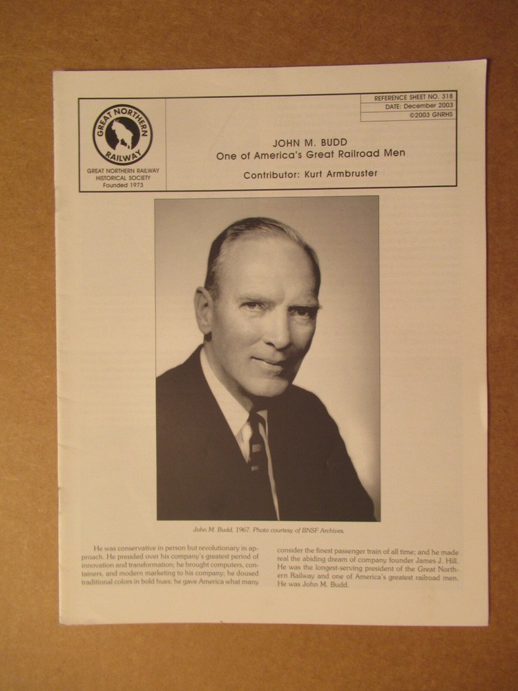 Great Northern Reference Sheet 318 John M. Budd
