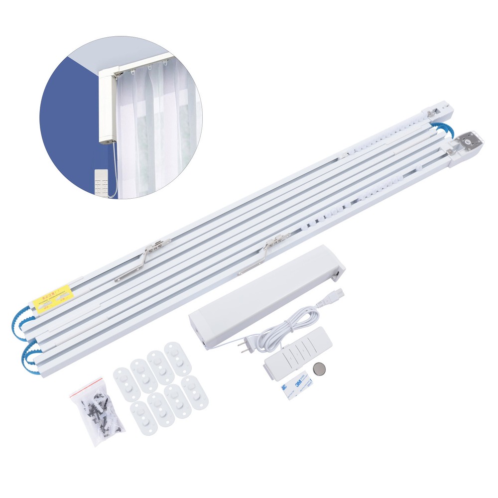 13ft Automatic Open/Close Electric Drapery Curtain Track Rod Rail Remote Control