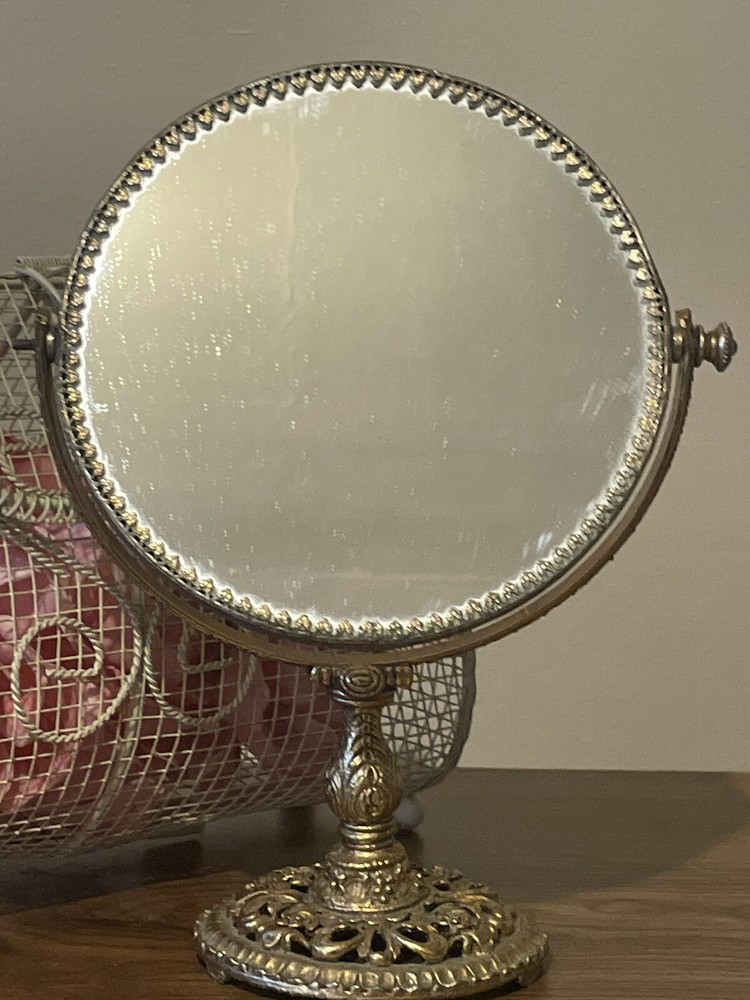 Vintage Stylebuilt  Accessories Double Vanity  Mirror 2 Sided Magnified