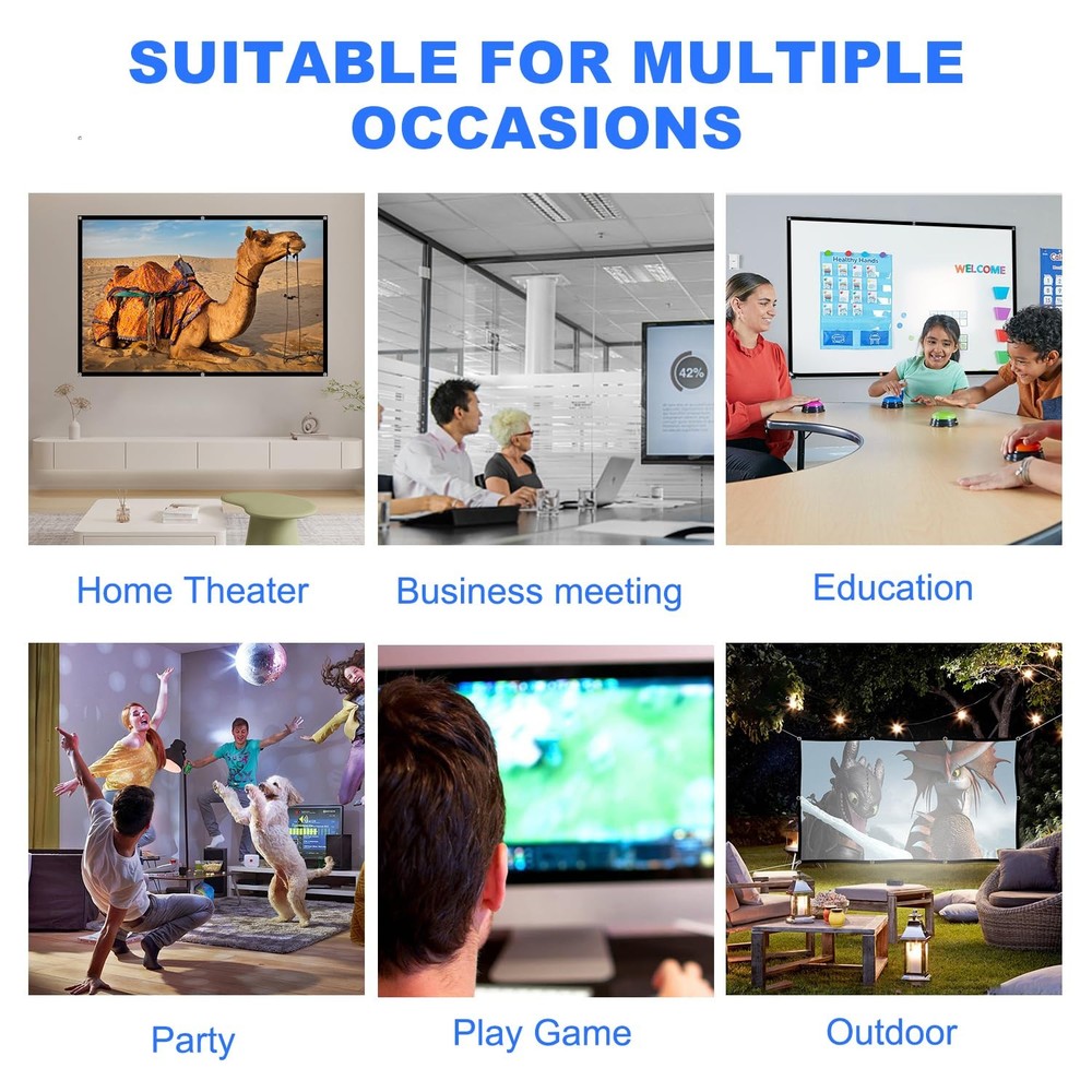 Projector Screen, 84 inch Foldable Portable Rear Front Projector Screen Indoo...