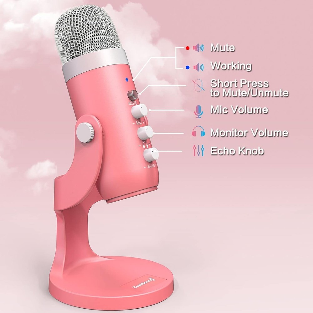 ZealSound Gaming USB Microphone - Pink