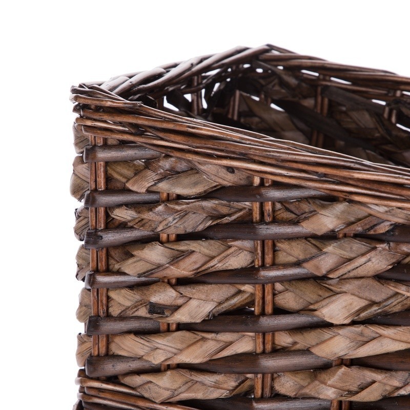 Brown Rectangle Willow & Rush Basket Compact Lightweight