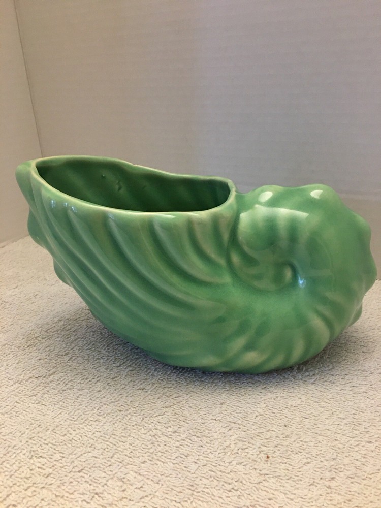 Vintage Planter Shell Shape Green Unmarked