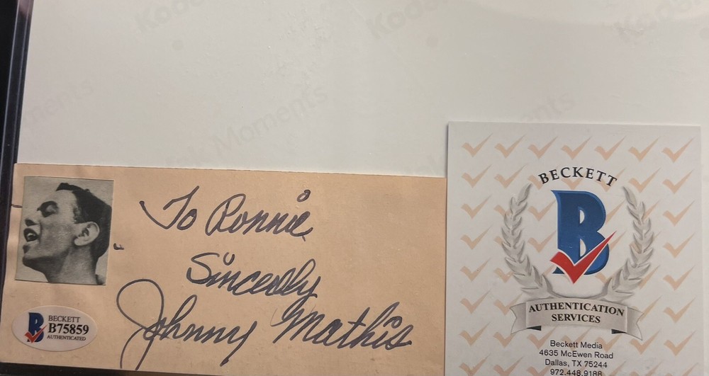 JOHNNY MATHIS BECKETT CERTIFIED SIGNED CUT