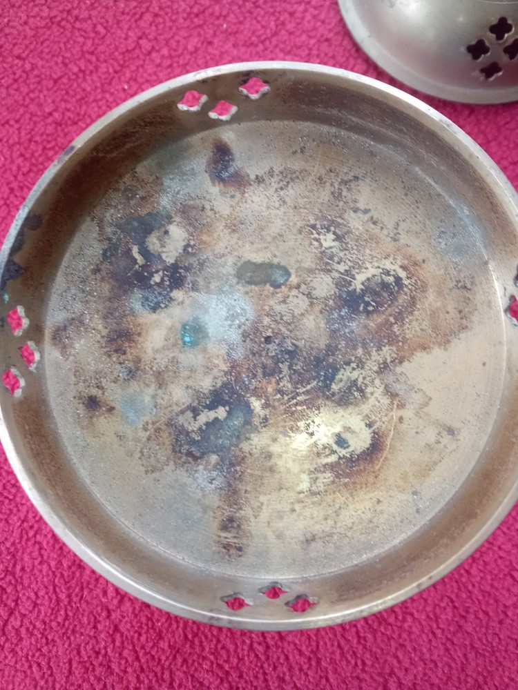 1970's Solid Brass SARNARRASS INDIA Pierced Lid Incense Burner Censer Boho Decor