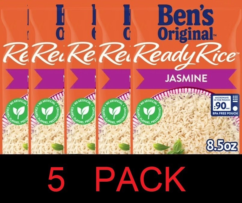 Ben's Original Ready Rice Jasmine 100% Authentic Thai 8.5 oz Pouch - 5 PACK