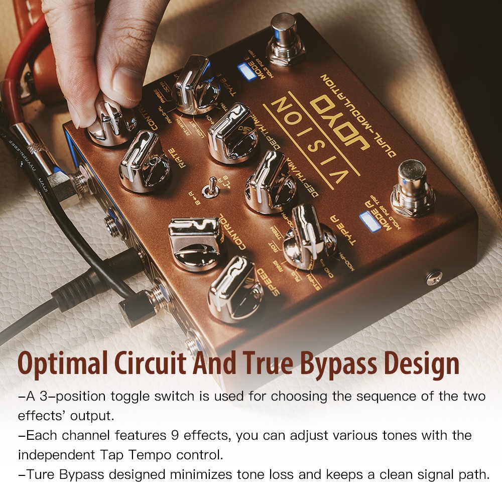 JOYO Modulation Multi Effects Pedal Dual Channel Stereo Input /Output 9 Effects