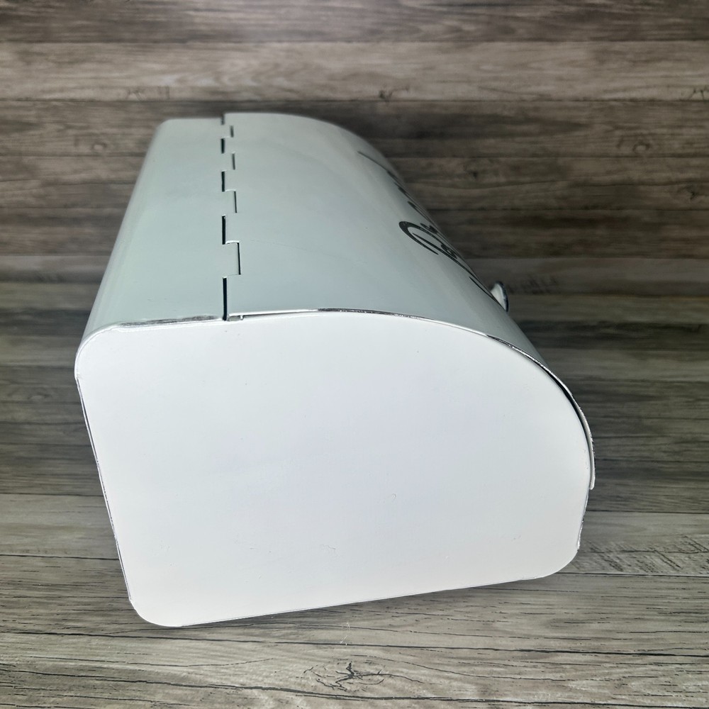 AuldHome Design Rustic White Bread Box Farmhouse Enamelware