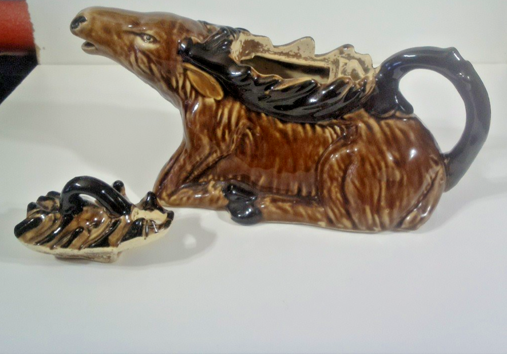 Ceramic Deer Creamer w/ Lid Japan Oversized Unique Vintage HTF