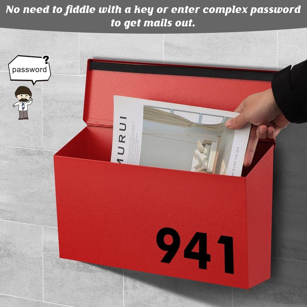 Durable Steel Mailbox, Outdoor Mail Storage