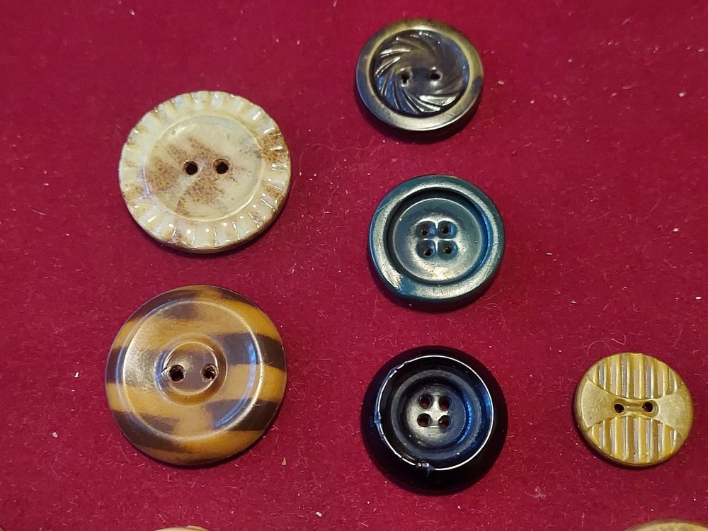 15 Vintage Celluloid Tight Top Sew-Through Buttons - Various Sizes