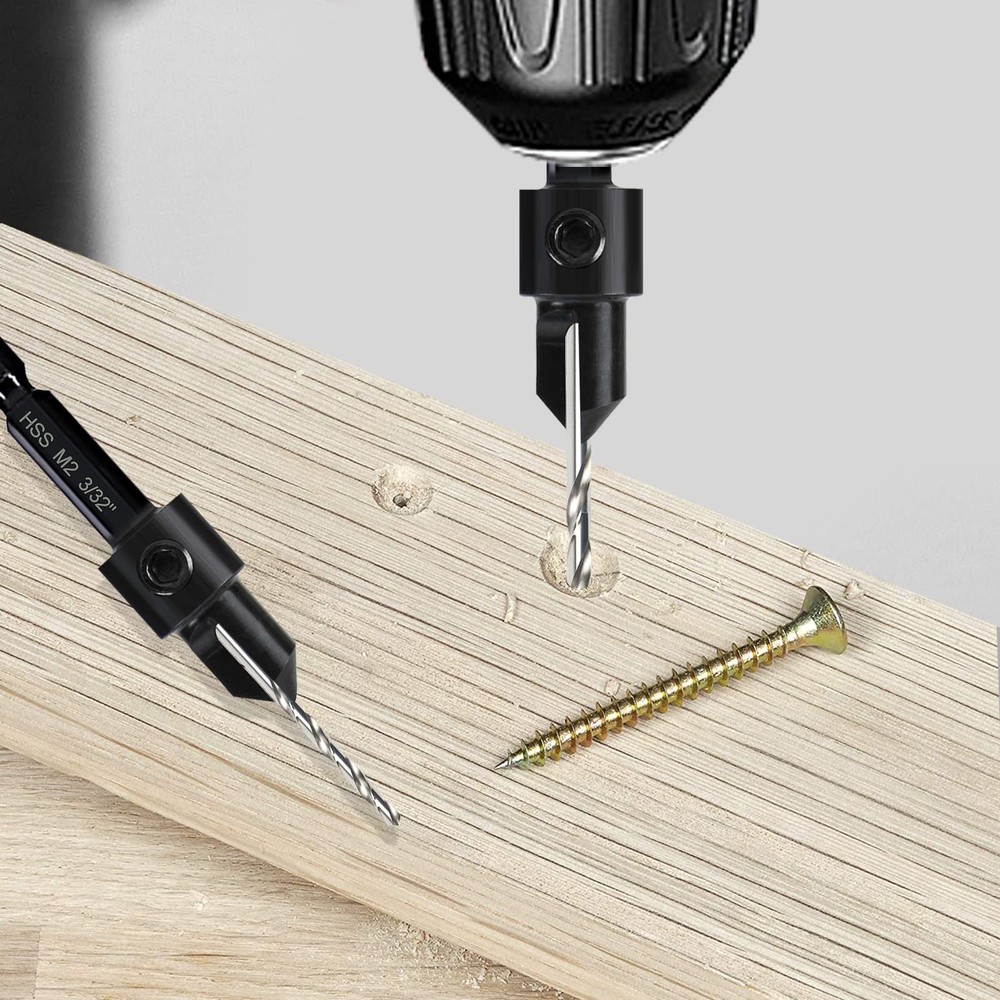 5-pc #12 Countersink Drill Bit Set, 3in1 5 Piece Set (#12)
