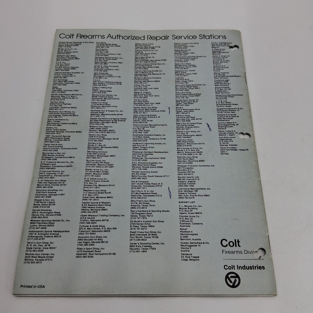 Vintage 1981 COLT FIREARMS 24 Page Catalog Dragoons Navy Python Army Diamondback