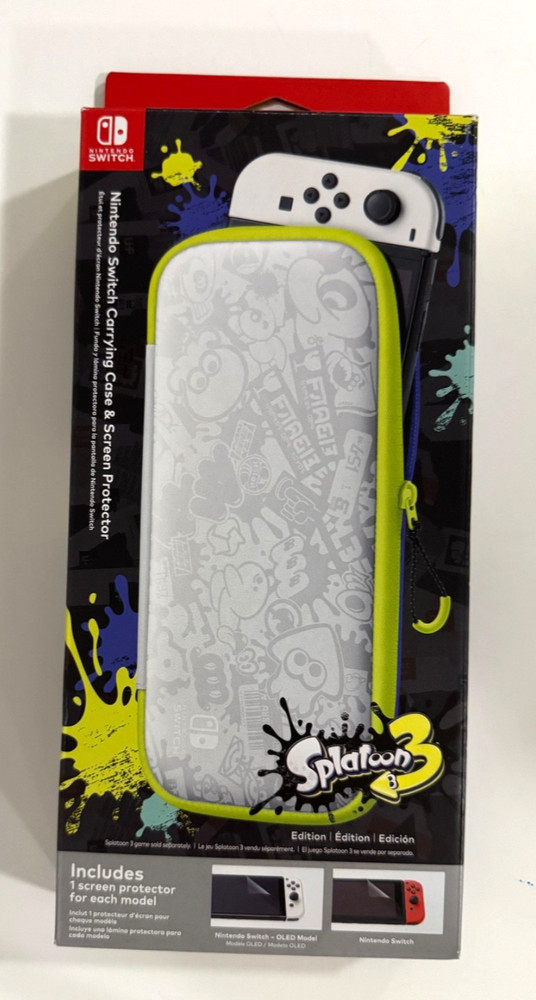 NEW Nintendo Switch Splatoon 3 Edition Carrying Case & Screen Protector