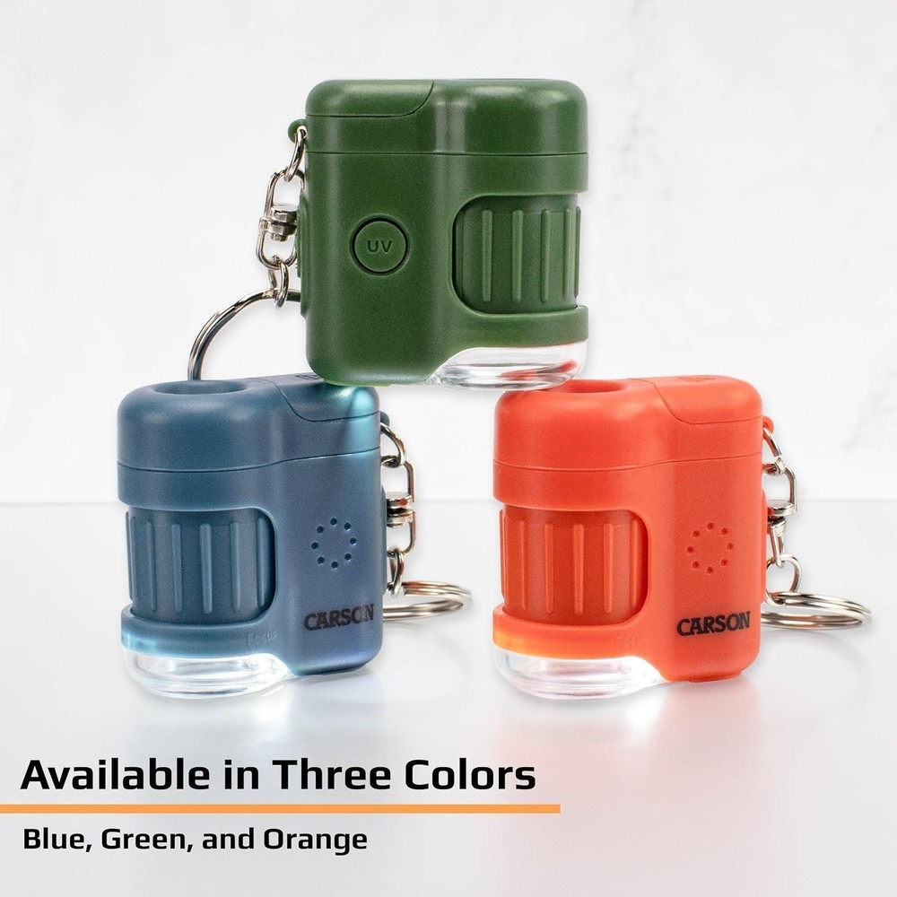 Compact 20x Magnification Keychain Microscope with Built-in UV/LED Flashlight