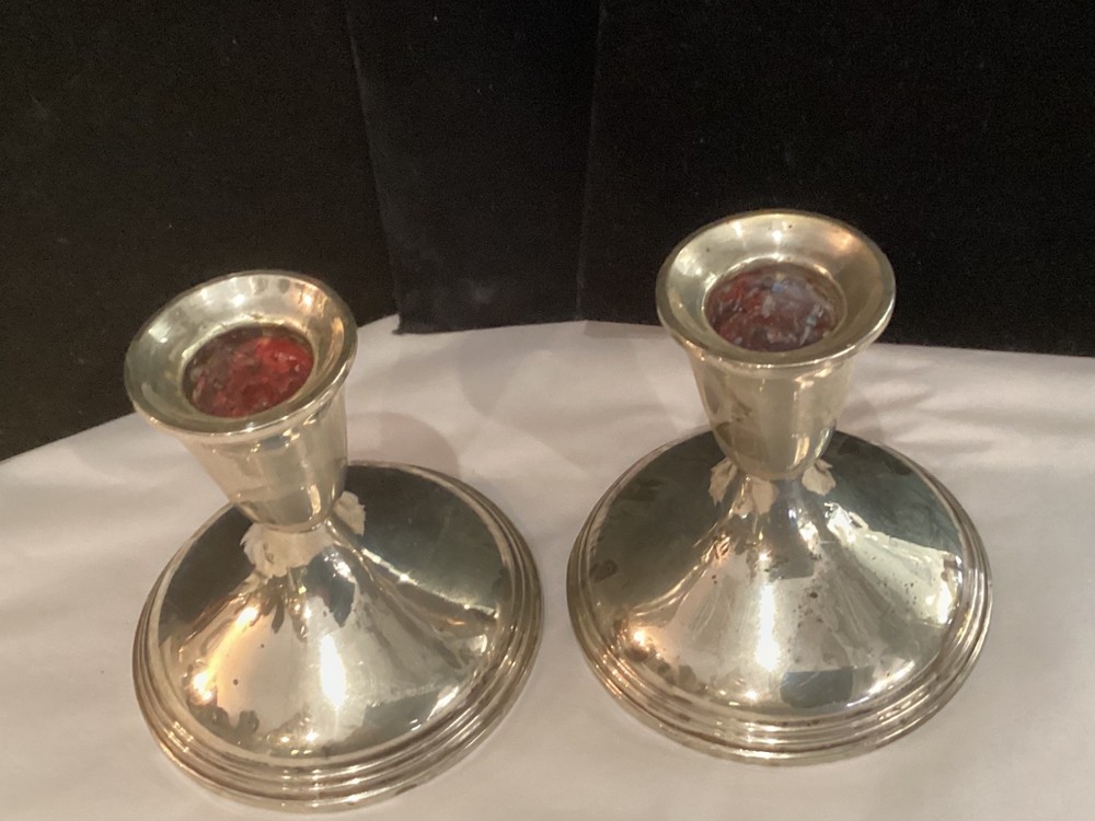ANTIQUE AUTHENTIC SIGNED EMPIRE STERLING SILVER CANDLE STICKS MUST SEE NO RES