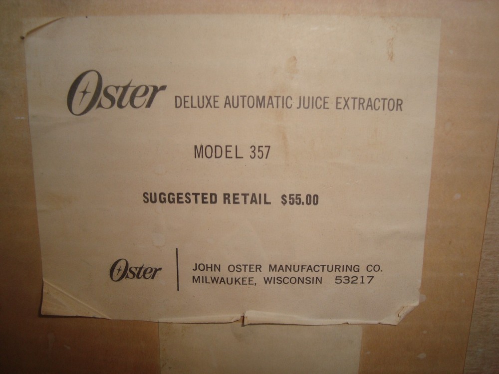 Oster Deluxe Automatic Juice Extractor Model# 357