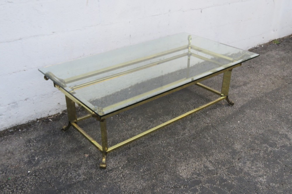 Hollywood Regency Brass Finish Rectangle Coffee Table 5763