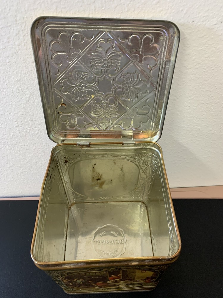 VINTAGE TIN DEMARET CHOCOLATIER CONFECTOR HINGED