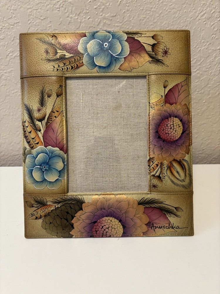 Anuschka Handmade Boho Handpainted Leather Photo Frame Signed D