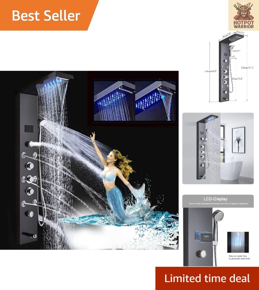 Multi-Function Shower Panel with LED Display: Rainfall, Handheld & Massage Modes