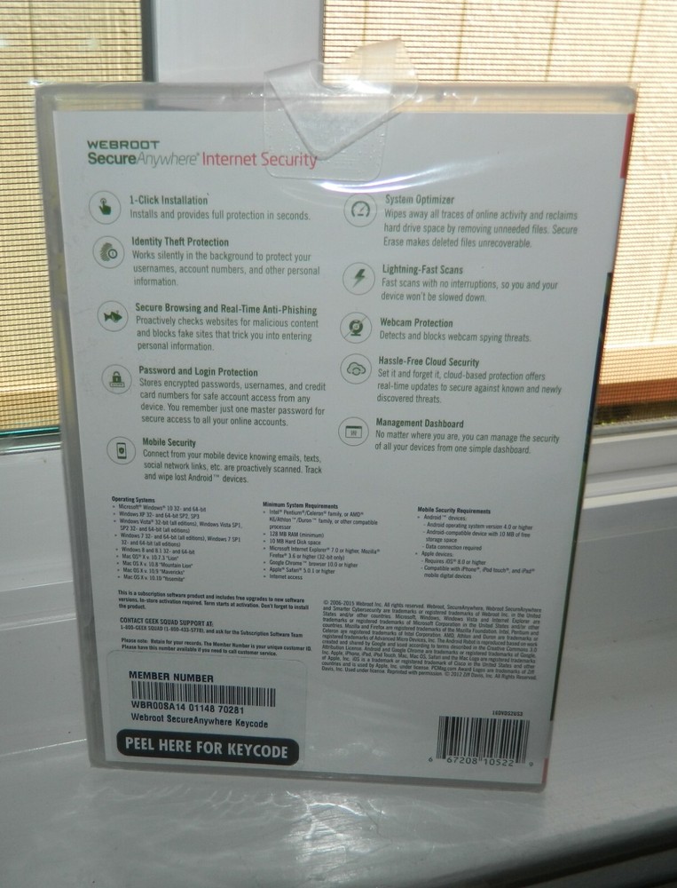 WEBROOT SECURE ANYWHERE INTERNET ANTIVIRUS 3 DEVICES WINDOWS 10 MAC ANDROID IOS