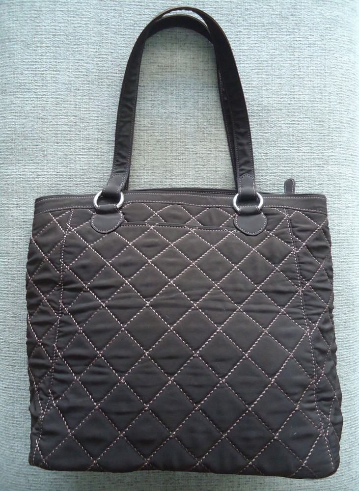 Vera Bradley Brown Quilted Microfiber Tote