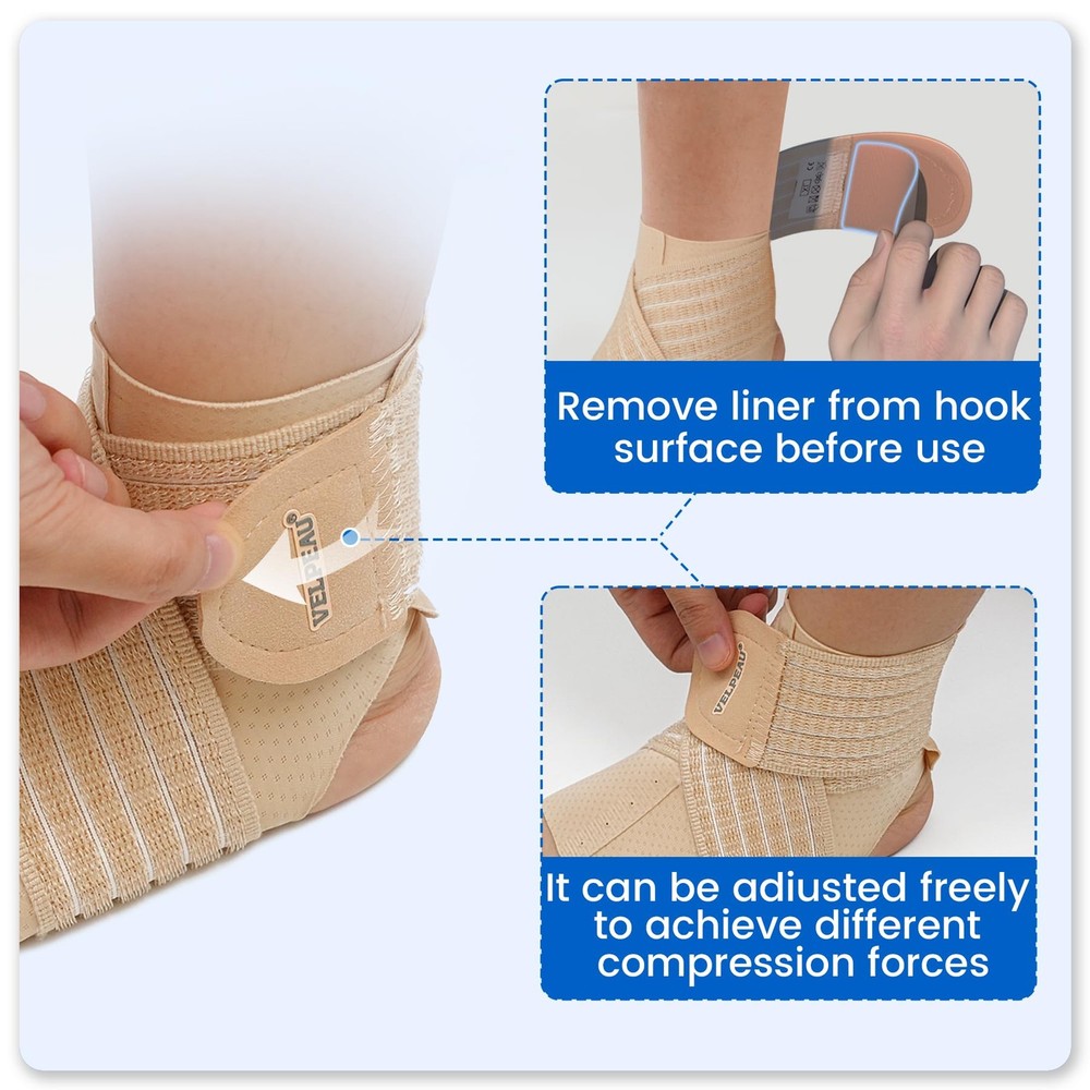 Foot & Ankle Support Brace Compression Sleeve with Adjustable Strap, Elastic ...