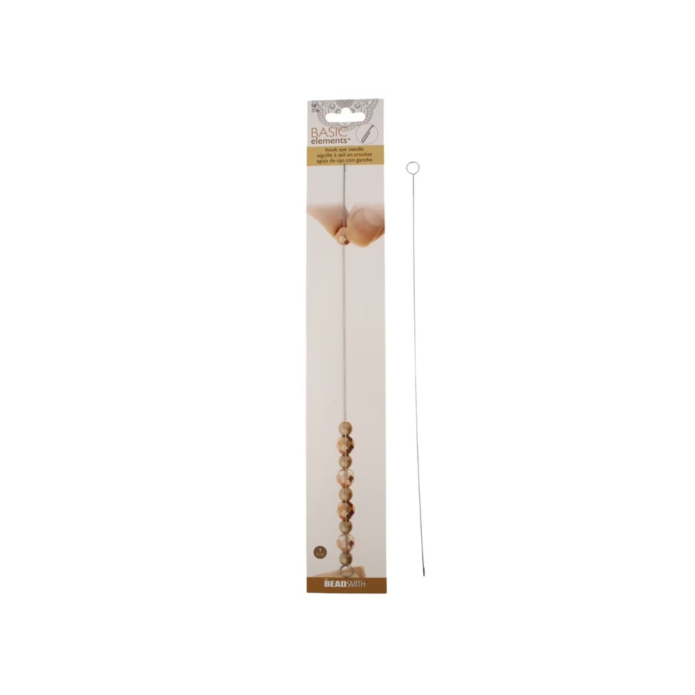 Hook Eye Needle for Stringing Beads, 25cm Long, 0.6mm diameter, Beadsmith