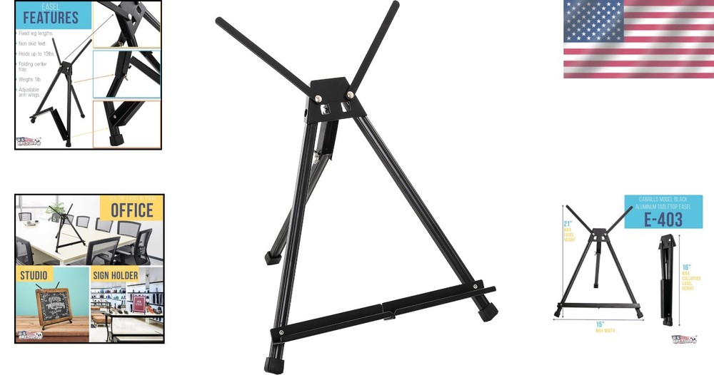 Compact 15" x 21" Adjustable Art Easel - Sturdy Aluminum Tabletop Display Stand