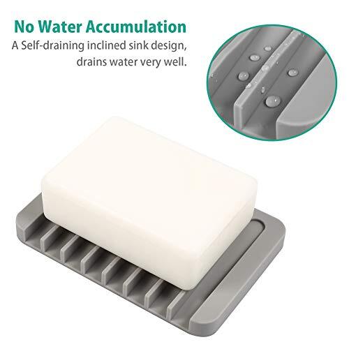 3 Pack Self-Draining Silicone Soap Dish Holder for Shower Bathroom Kitchen