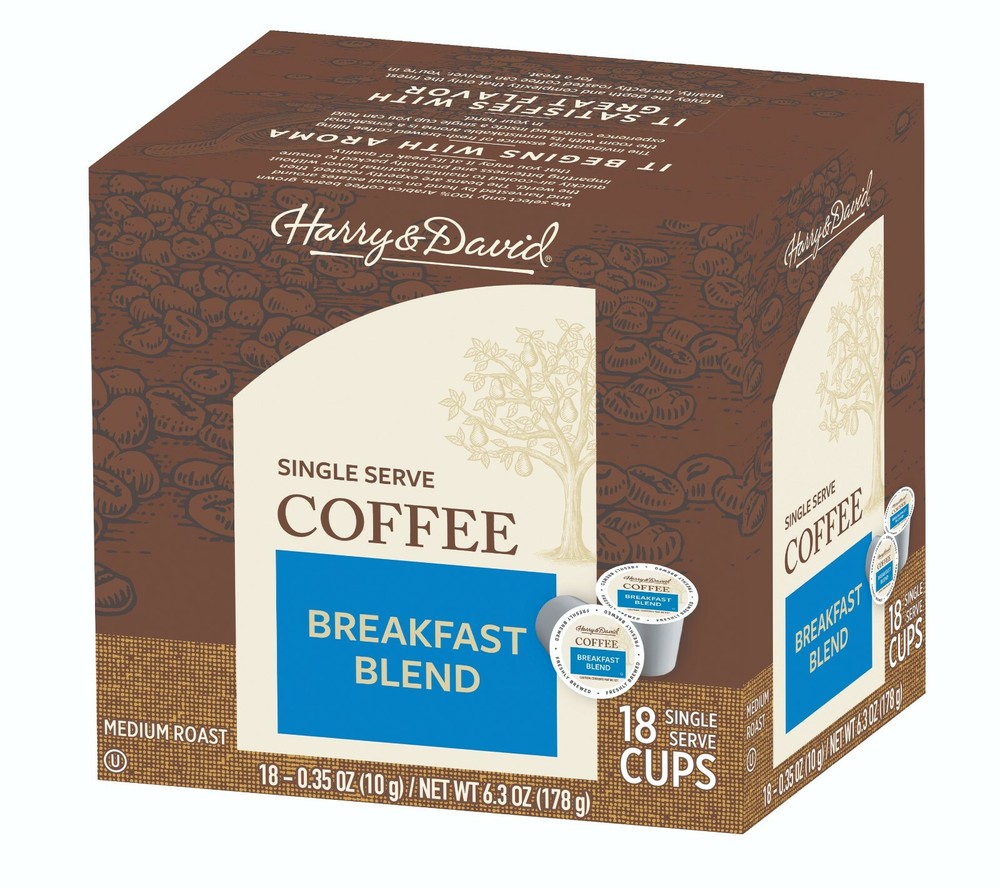 Harry & David Coffee, Breakfast Blend, 18 Single Serve Cups