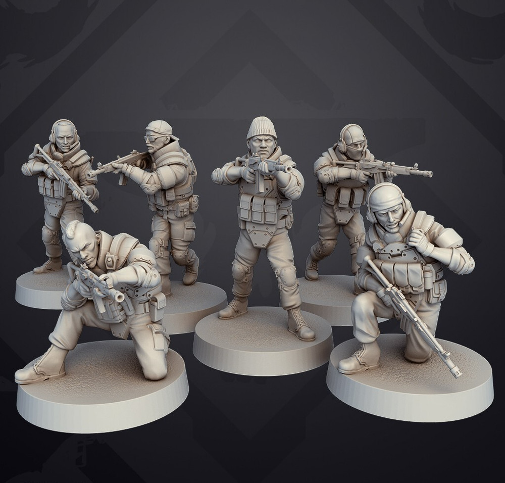 Army Squad Combat Troopers 6-Pk 3D Printed Models