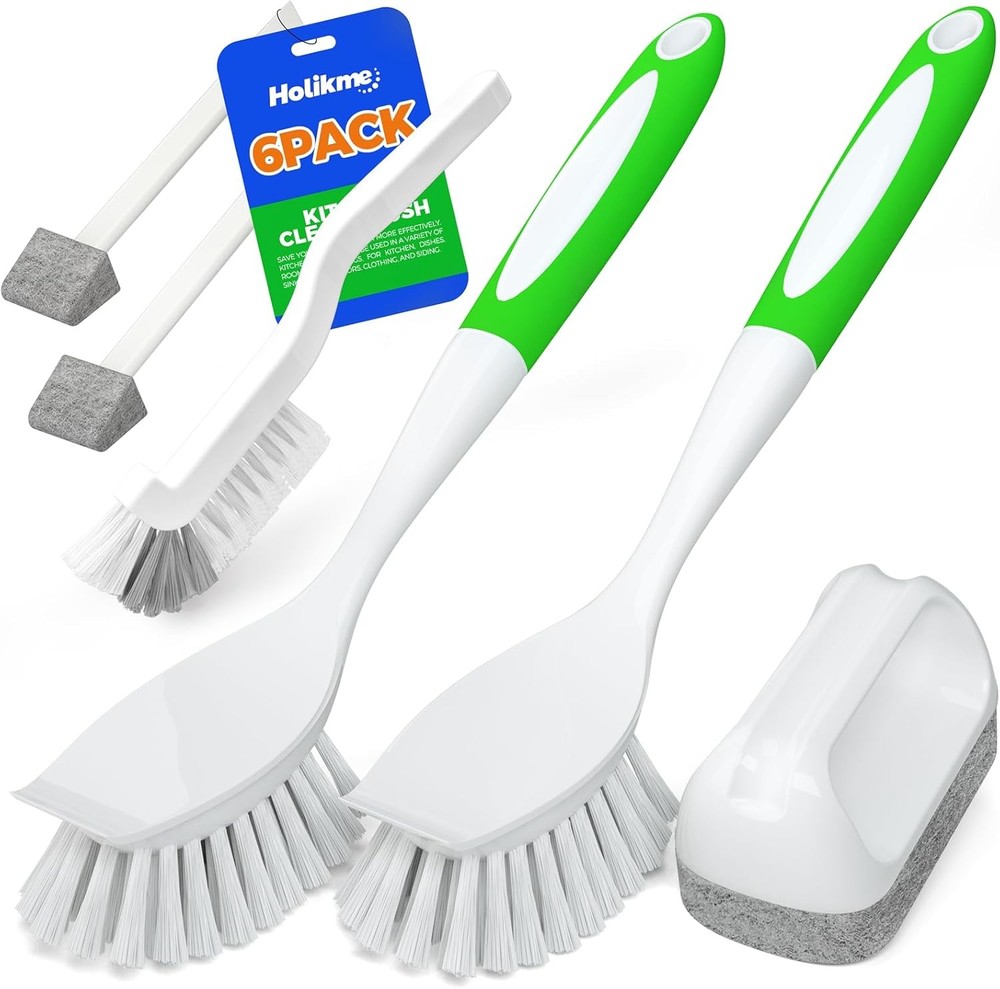 Dish Brush with Handle Kitchen Cleaning Brush Set for Pot, Pan,