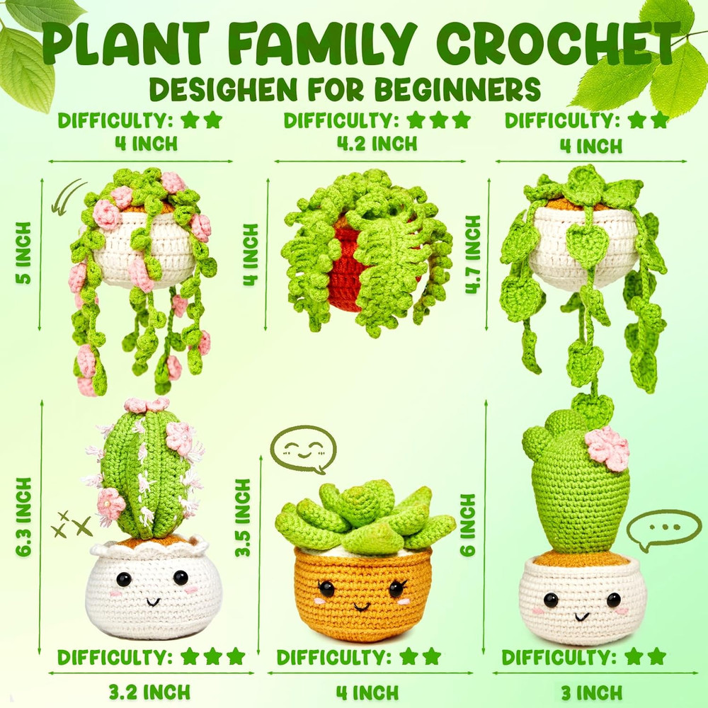 MAGIMUSE Beginner Crochet Kit with Video Tutorials - 6 Hanging Plant Designs