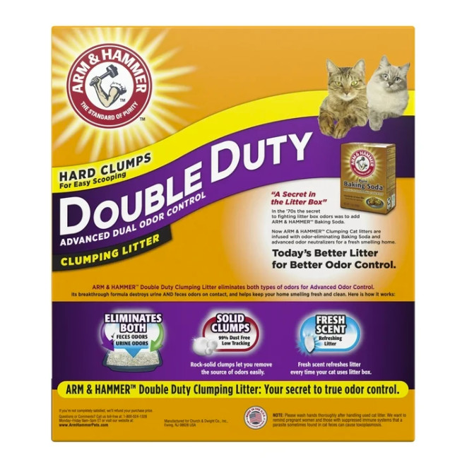 (2 Pack) ARM & HAMMER Double Duty Cat Litter, Advanced Odor Control Clumping Cat