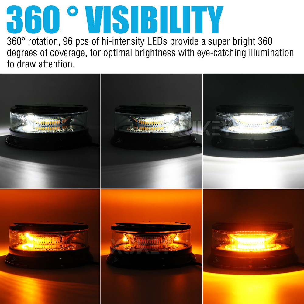 96 LED Strobe Light Bar Magnetic Base Rooftop Safety Emergency Flash Warning