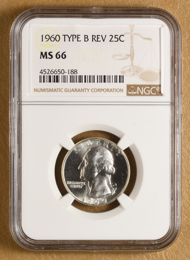 1960 P Washington Quarter 'Type B Reverse' NGC MS66