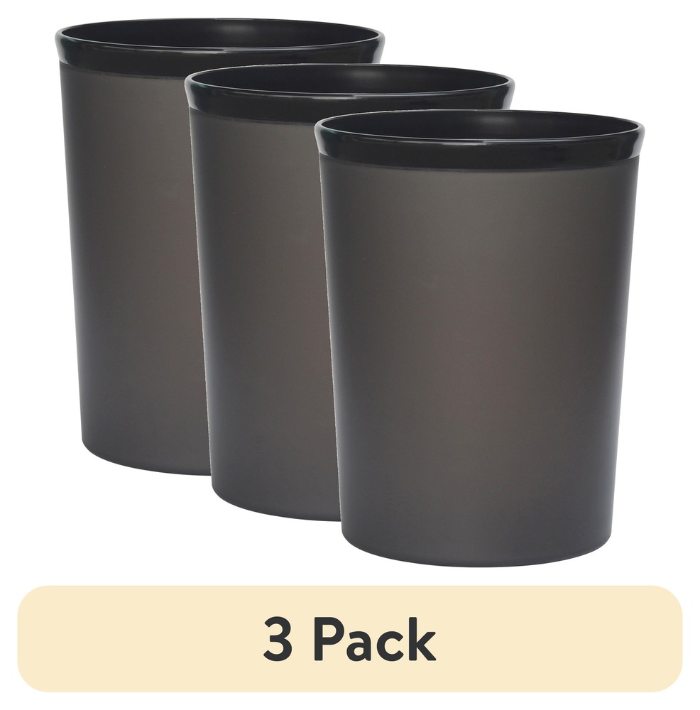 Frosted Plastic Black Wastebasket