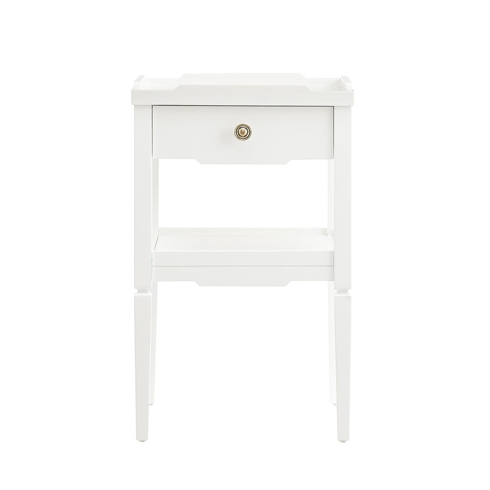 Minimalist Night Stand with Gold Pull Solid Wood Bedside Table Small Storage