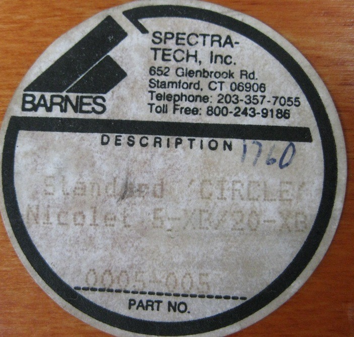 BARNES ANALYTICAL SPECTRA-TECH 5-XB/20-XB MICRO CIRCLE LIQUID ANALYZER 0005-132