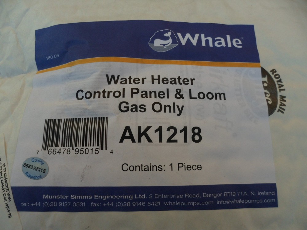 Whale AK1218 Water Heater Control Panel & Loom Gas Only Caravan RV