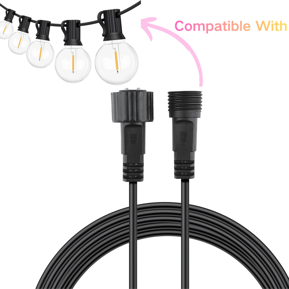Waterproof Extension Cable for Solar Outdoor String Lights, 6Ft aka Wire