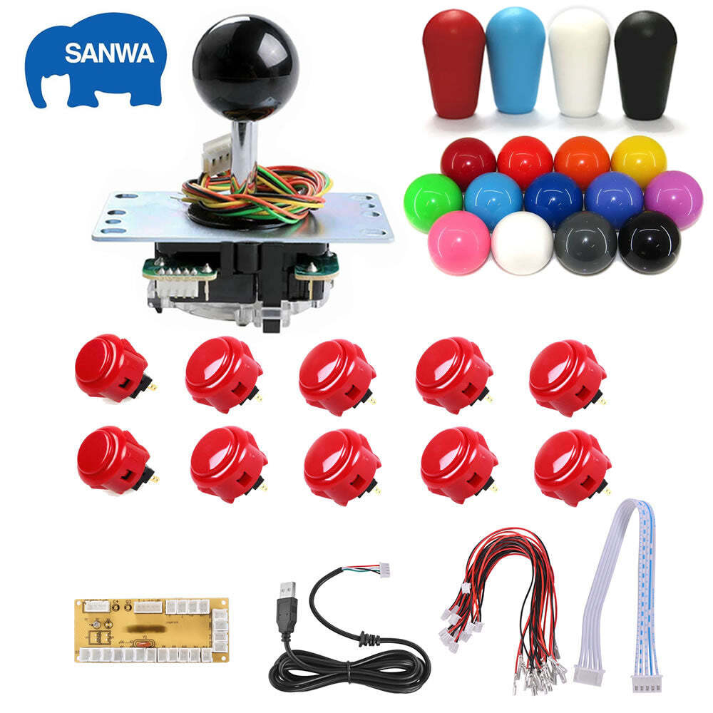 Sanwa Diy Arcade Kit Jlf-tp-8Yt Joystick Obsf-30 24 Buttons Usb Encoder Board Ca