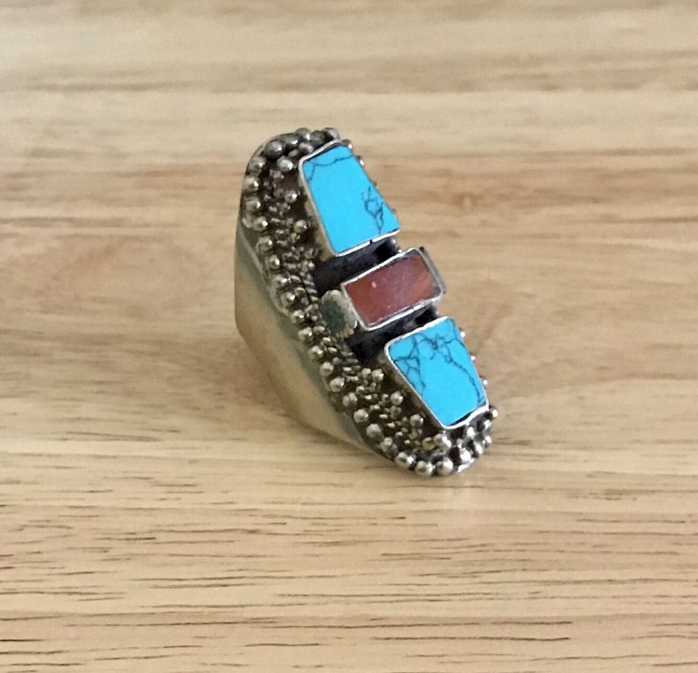 Turquoise Coral Ring